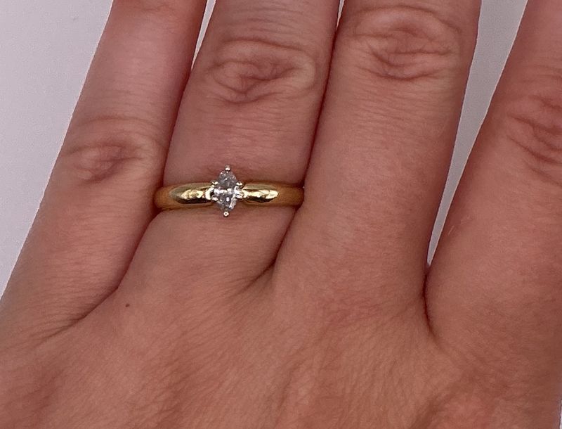 14k Yellow Gold 1/4 Marquise Natural Diamond Solitaire Ring
