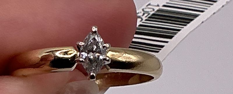 14k Yellow Gold 1/4 Marquise Natural Diamond Solitaire Ring