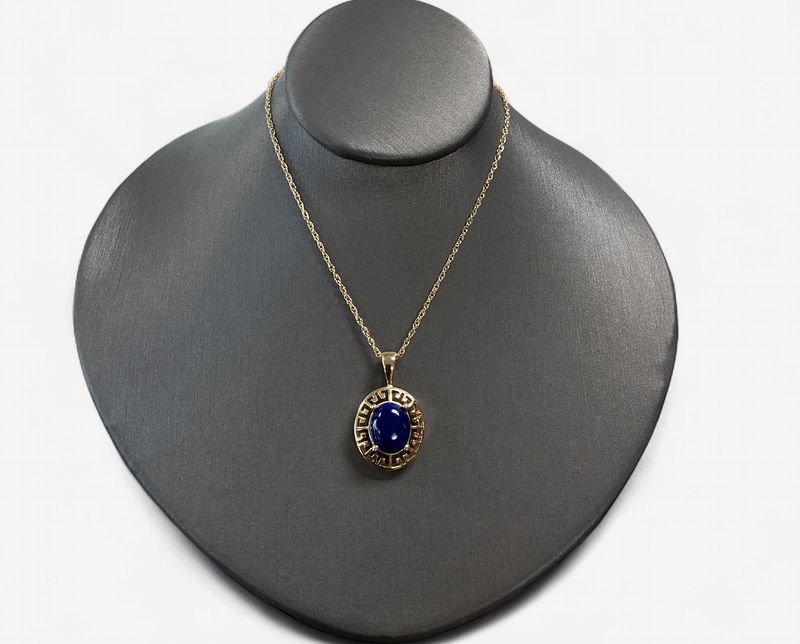 14k Yellow Gold Oval Lapis Fancy Pendant