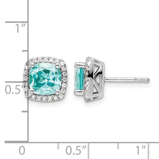 14K White Gold Pure Serenity Lab Grown VS/SI Diamond Cushion Created  Paraiba Earrings
