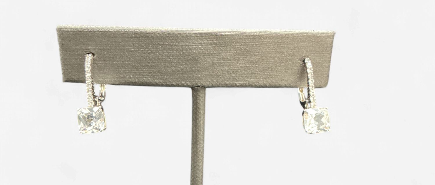 Lab Created White Saph lever back earrings