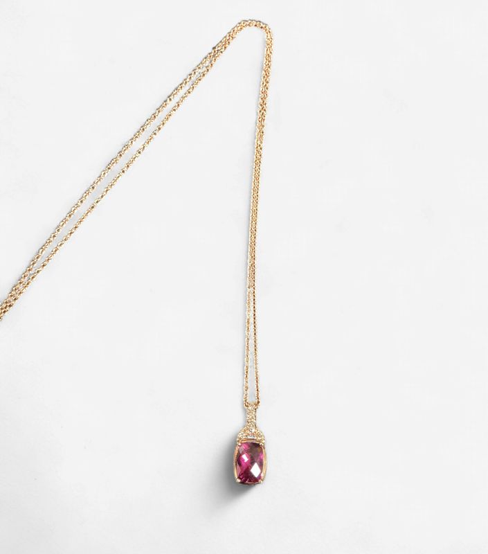 Raspberry Rhodolite with Vanilla Diamonds Rose Gold Levian Necklace