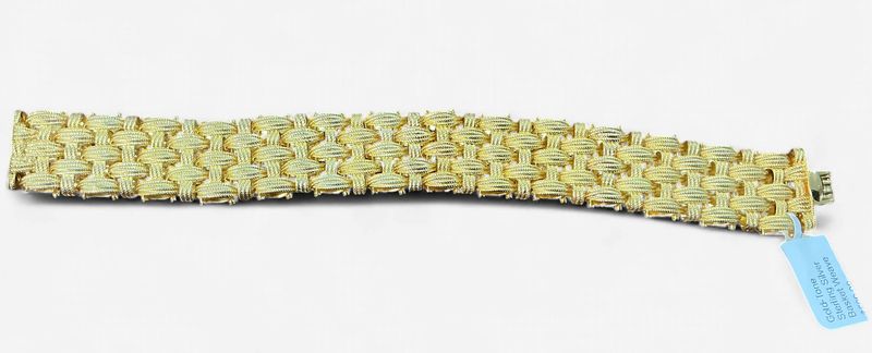 Gold-Tone Sterling Silver Basket Weave Style Bracelet- 7.5 inches