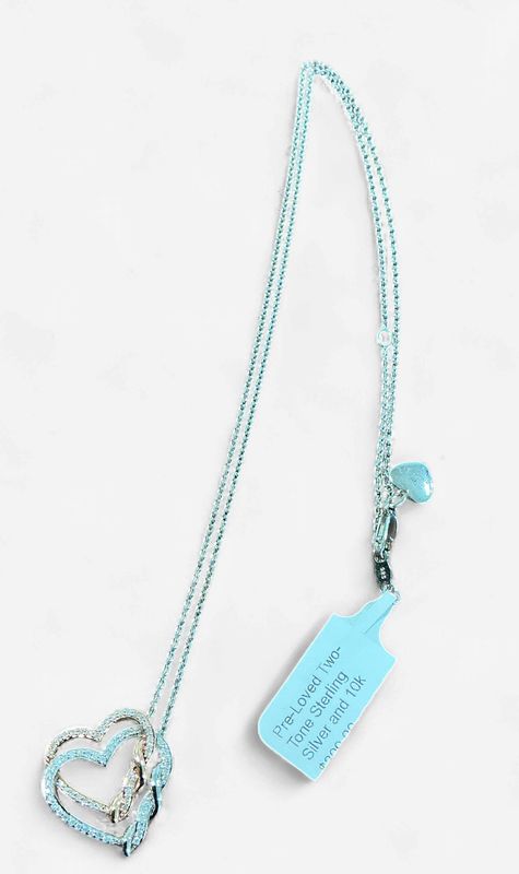 Pre-Loved Two-Tone Sterling Silver and 10k Rose Gold Double Heart Hallmark Necklace