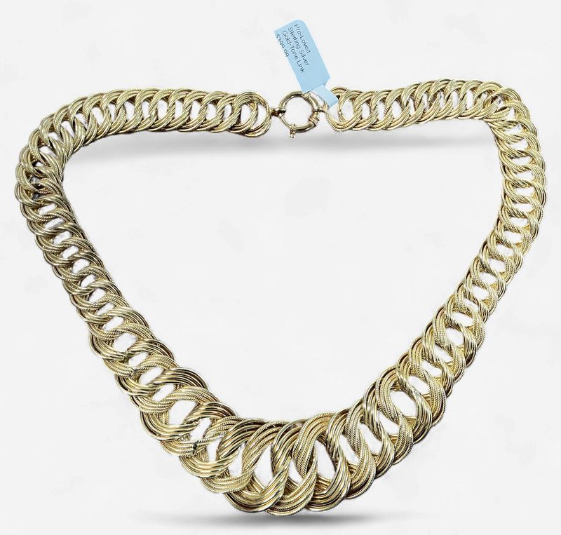 Pre-Loved Sterling Silver Gold-Tone Link Style Fashion Necklace