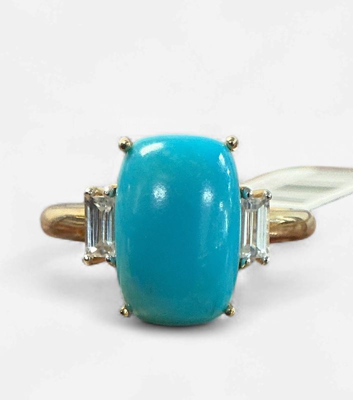 14k Yellow Gold Elongated Turquoise Ring 14k Yellow Gold Elongated Turquoise Ring