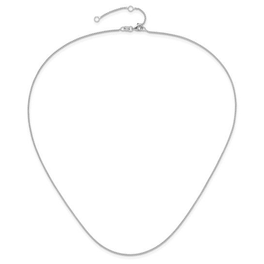 14k White Gold 1mm Spiga 1in+1in Adjustable Chain