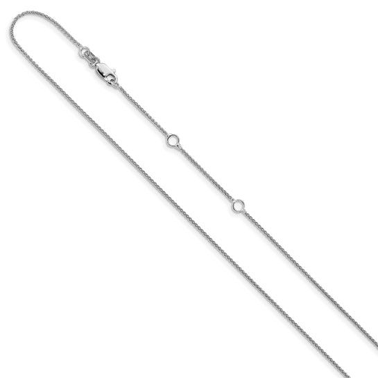 14k White Gold 1mm Spiga 1in+1in Adjustable Chain