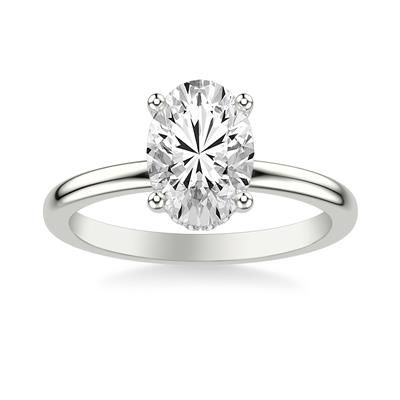 4.01 E VS2 Lab Grown Oval Diamond w/ Hidden Halo set in 14k White Gold