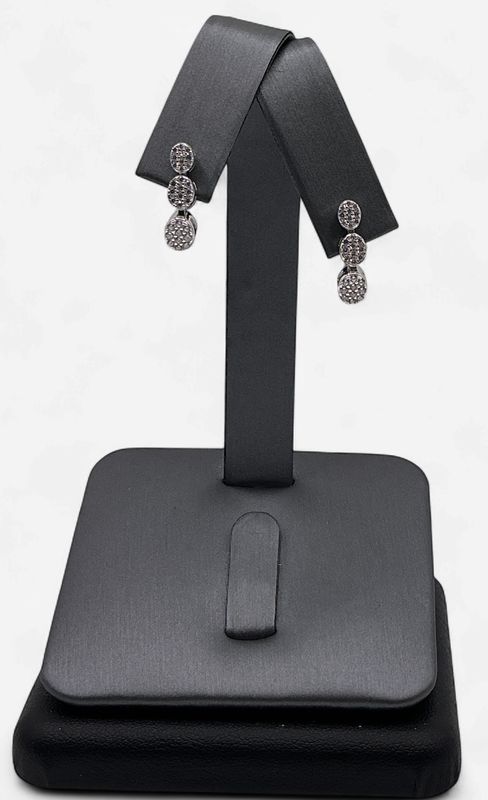Sterling Silver Dangle CZ Accented Earrings
