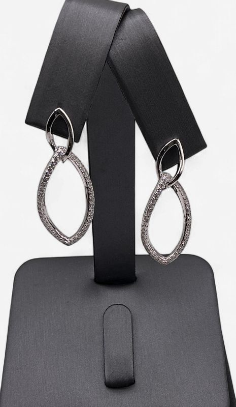 Sterling Silver CZ Tear Drop Shaped Earrings