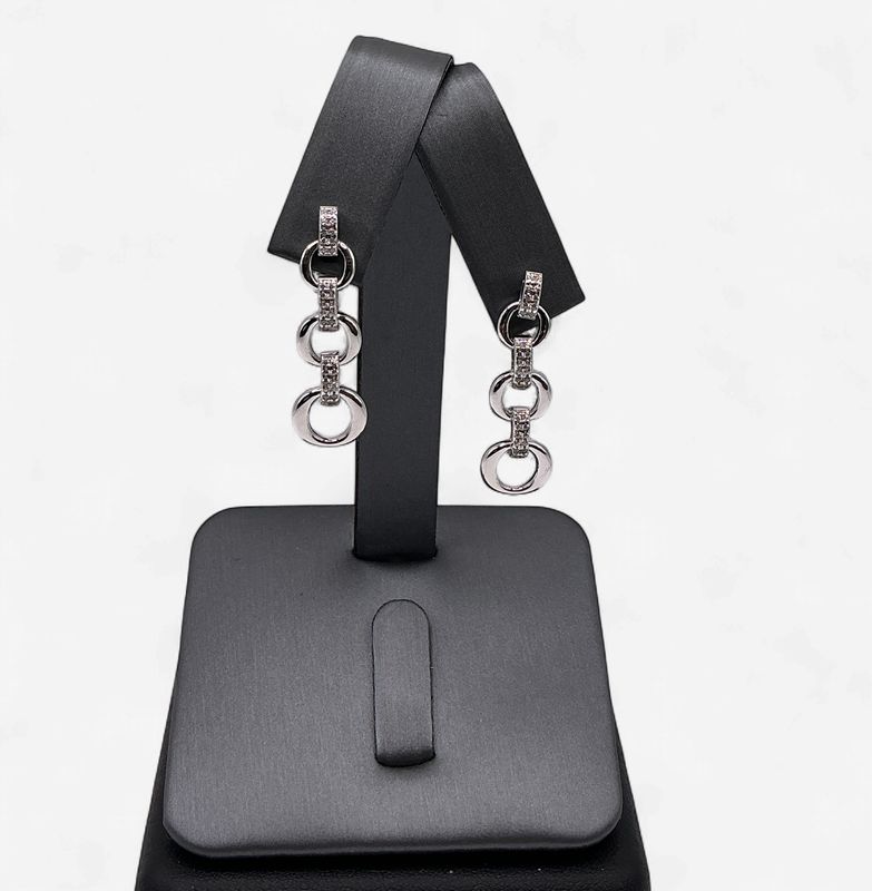 Sterling Silver Chain Link CZ Earrings