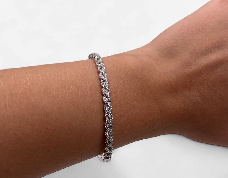 Sterling Silver CZ Accented Bangle Bracelet