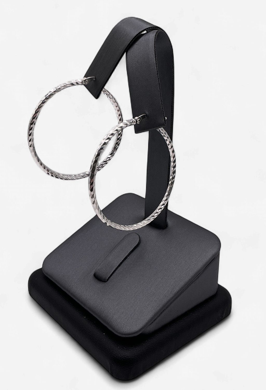 Sterling Silver 40 mm Diamond Cut Hoop Earrings