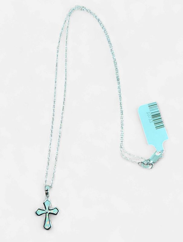 Sterling Silver White Opal Bezel Cross