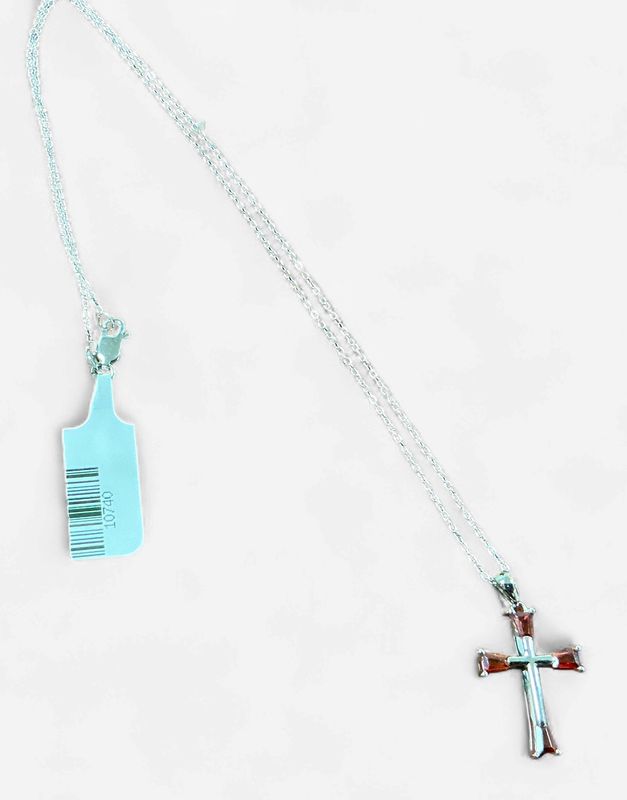 Sterling Silver Amber Cross