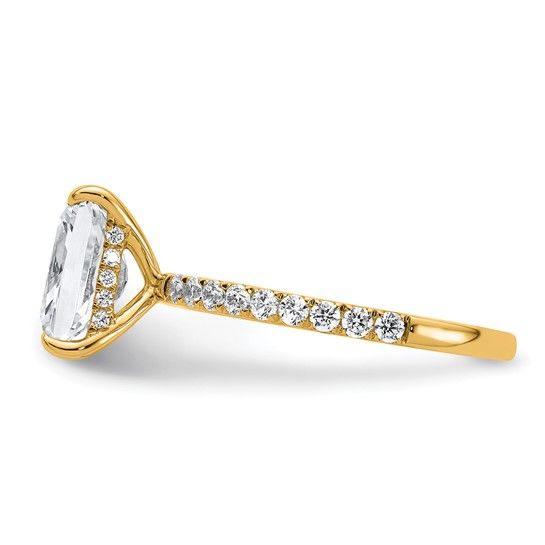 14k Yellow 2 ct Lab Grown Radiant Cut Engagement Ring w/ Diamond Accents