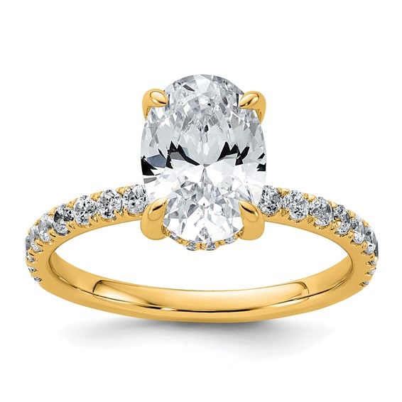 14k Yellow Gold 2 ct Oval Lab Grown Diamond Engagement w/ Diamond Accents