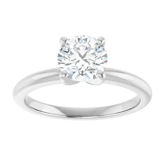 14k White Gold 1 ct Round Lab Grown Solitaire Ring