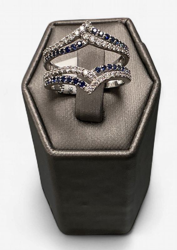14k White Gold Natural Blue Sapphire and Diamond Enhancer 14k White Gold Natural Blue Sapphire and Diamond Enhancer