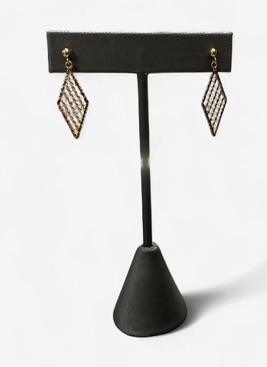 14k Yellow Gold Diamond Cut Dangle Earring