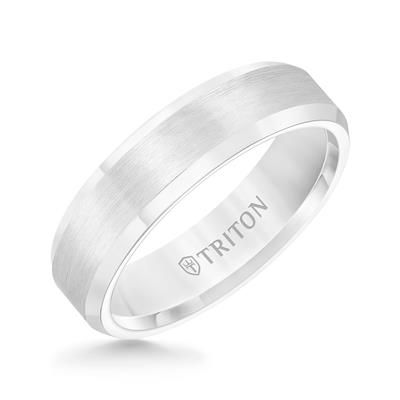 Bevel Edge Satin Center Tungsten Band