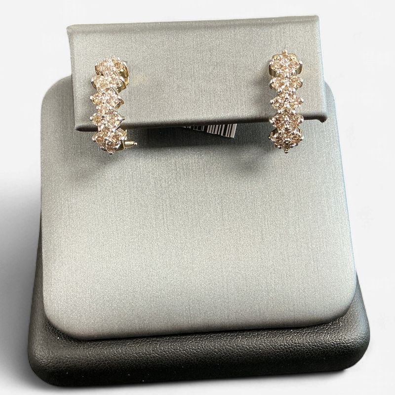 Pre-Loved 14k Yellow Gold Natural Diamond Cluster Hoop Earrings
