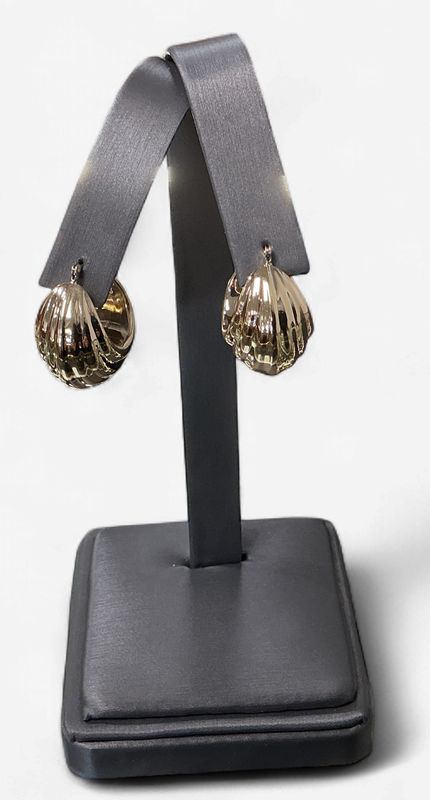 14k Yellow Gold Puffy Hoop Earrings