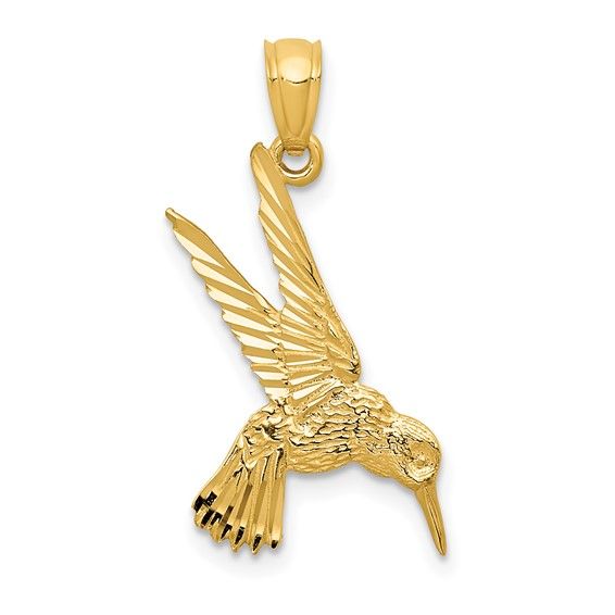 14k Yellow Gold Hummingbird Pendant