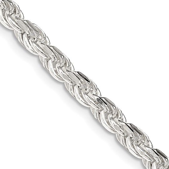 Previously Loved Sterling Silver 4mm Diamond-Cut Rope Chain - 24inch