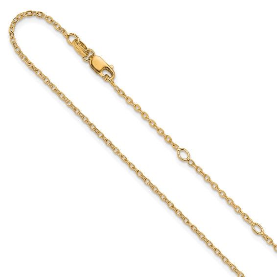 Leslie's SS Gold-plat Polished/Dia-cut 1.4mm Cable 1in+1in Adjustable Chain