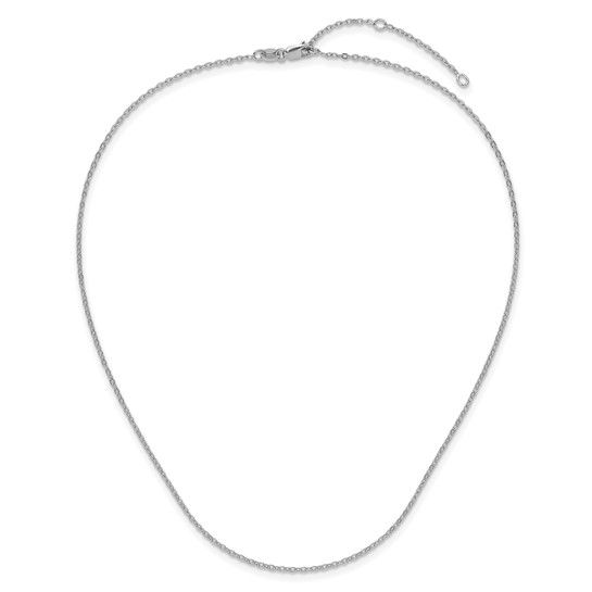 Sterling Silver Rhodium Plated Polished/Dia-cut 1.4mm Cable 1in+1in Adjustable Chain