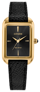 Citizen Ladies Black Leather Eco Drive Watch