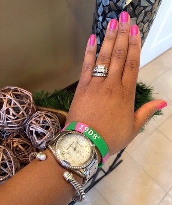 Pink and Green AKA/1908 wristband