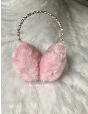 Pink Fur Pearl Earmuffs