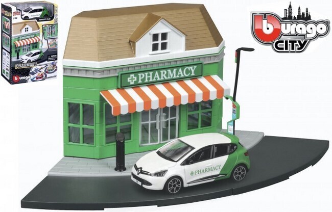 Bburago City Apotheek + Renault Clio
