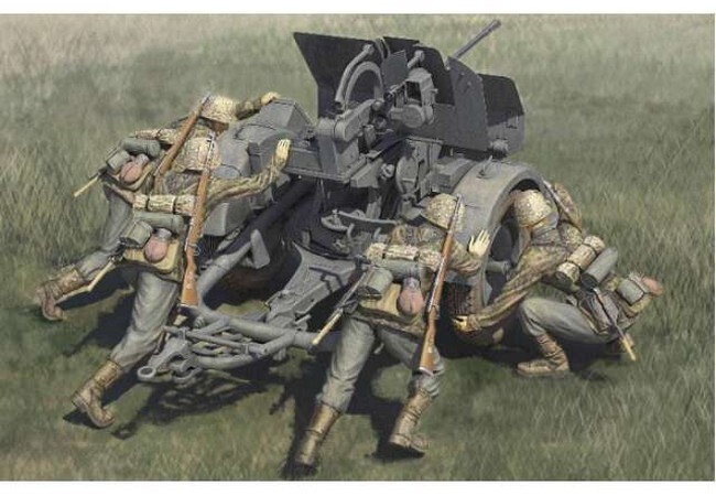 20mm Flak 38 Early  Waffen SS crew (modelbouw zonder Flak)