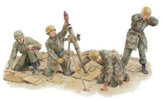 Fallschirmjäger 8 cm mortier team (modelbouw)