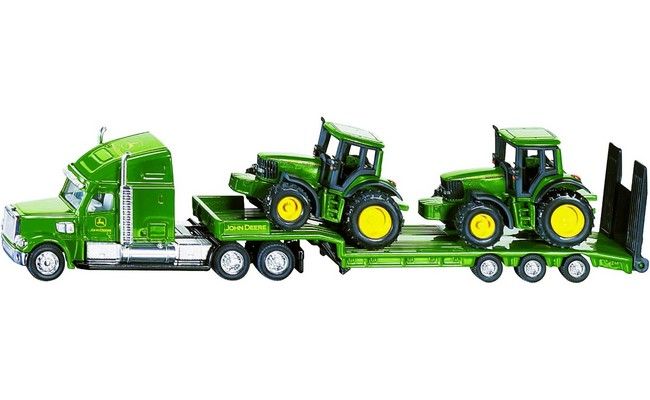 John Deere tractoren op dieplader
