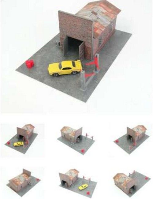 Brick garage with big parking (Modelbouw)