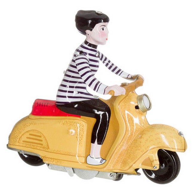 Meisje op scooter, beige.