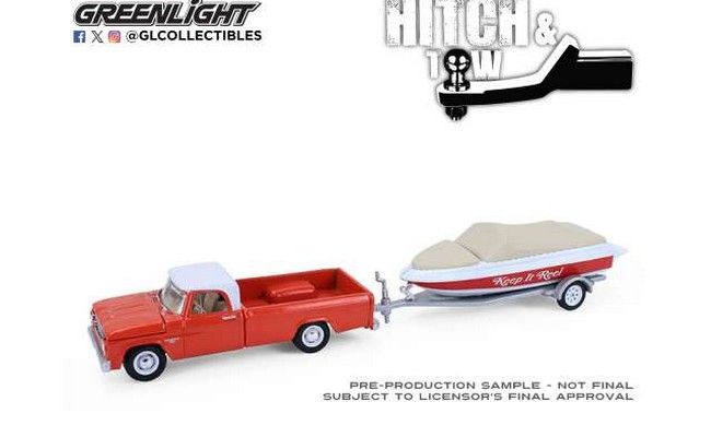 Dodge D100 met trailer en boot