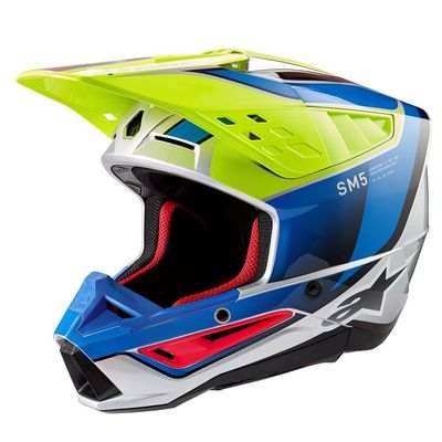 Casco Cross ALPINESTARS S-M5 SAIL ECE2206 - (Yellow Fluo/Blue/Silver Glossy)