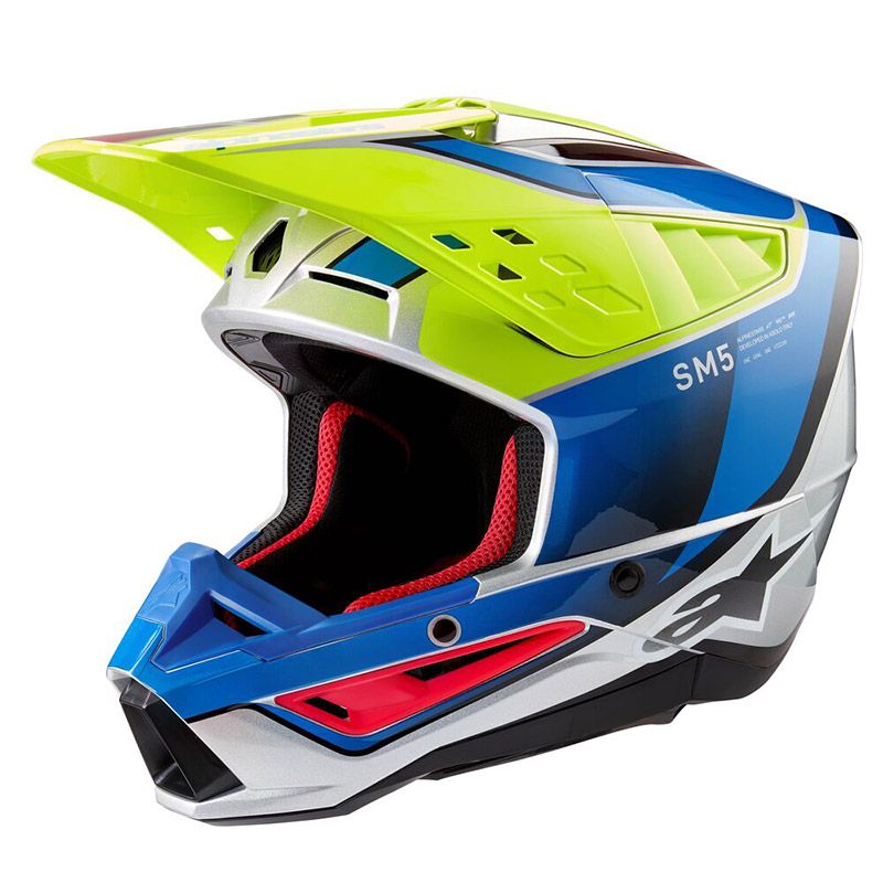 Casco Cross ALPINESTARS S-M5 SAIL ECE2206 - (Yellow Fluo/Blue/Silver Glossy)