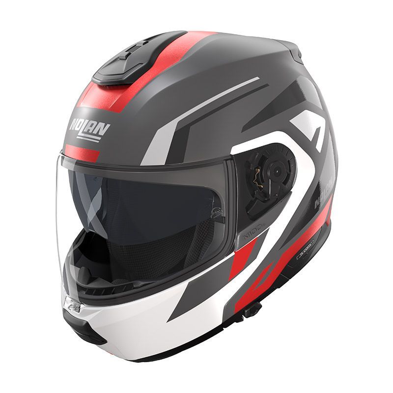 Casco Modulare NOLAN N100-6 CINETICO - (Grigio Lava/Bianco/Rosso)