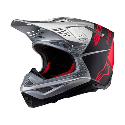 Casco Cross ALPINESTARS SUPERTECH S-M10 FLOOD ECE2206 - (Silver/Black/Orange Fluo Matt Glossy)