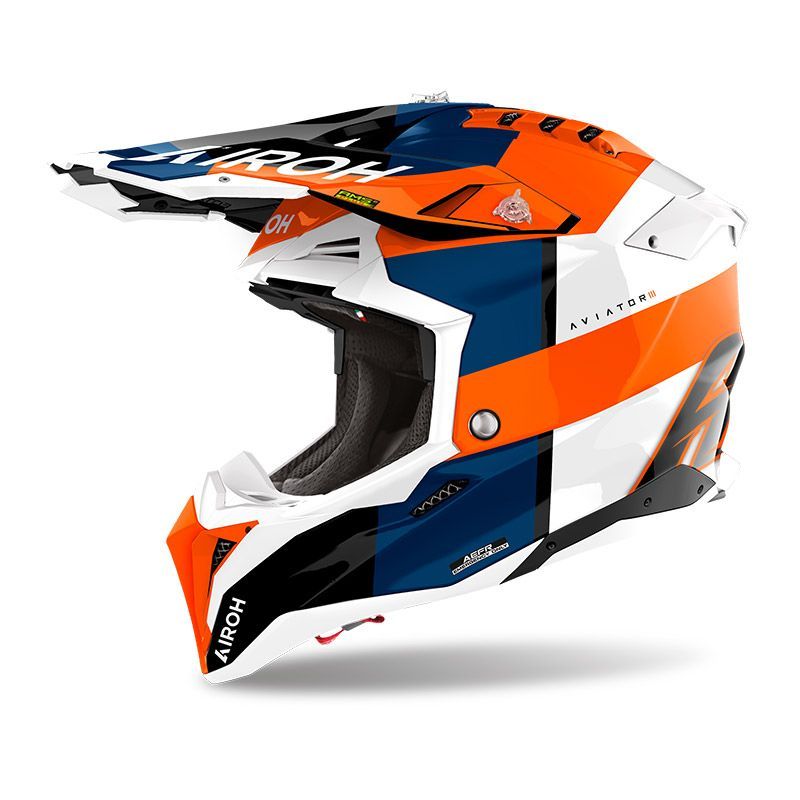Casco Cross AIROH AVIATOR 3 MONARCH - (Orange Gloss)
