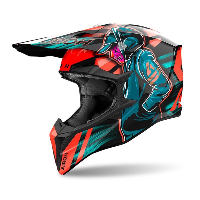 Casco Cross AIROH WRAAAP CYBER - (Orange Gloss)