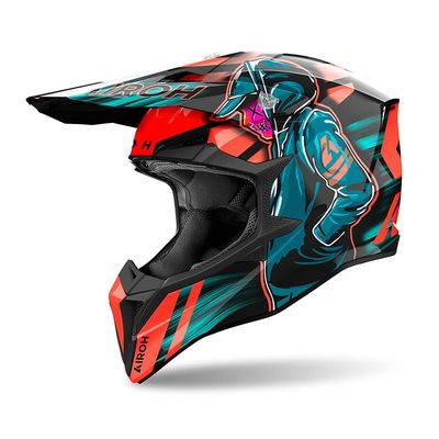 Casco Cross AIROH WRAAAP CYBER - (Orange Gloss)