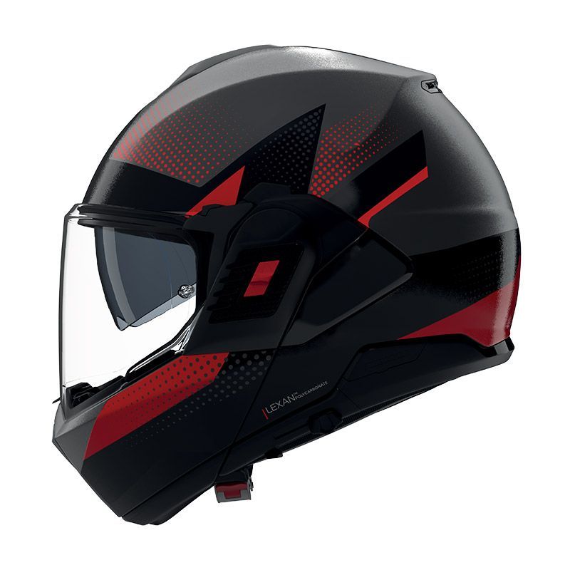 Casco Modulare Ribaltabile NOLAN N120-1 CICLONE - (Grigio Lava/Nero/Rosso)